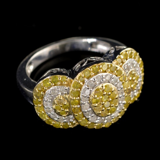 APP: 4.5k 1.00CT Round Cut Diamond 14kt. White and Yellow Over Sterling Silver Ring