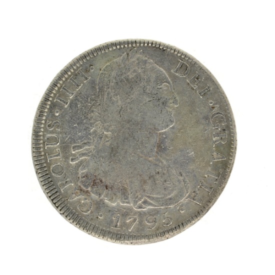 1795 Extremely Rare Eight Reales American First Silver Dollar Coin