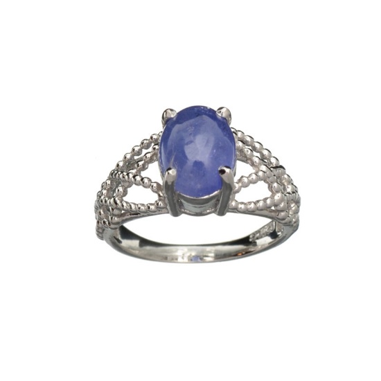 APP: 0.7k Fine Jewelry 2.90CT Oval Cut Cabochon Purple Tanzanite And Sterling Silver Ring