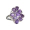APP: 0.5k Fine Jewelry Designer Sebastian, 1.30CT Oval Cut Amethyst And Sterling Silver Cluster Ring