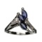 Fine Jewelry Designer Sebastian 0.80CT Blue Sapphire And Topaz  Platinum Over Sterling Silver Ring