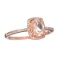 Designer Sebastian 14KT Rose Gold, Oval Cut Morganite and 0.08CT Round Brilliant Cut Diamond Ring