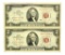 Rare (2) 1963 $2 U.S. Red Seal Notes