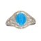 Fine Jewelry Designer Sebastian 1.65CT Oval Cut Cabochon Turquoise and Sterling Silver Ring