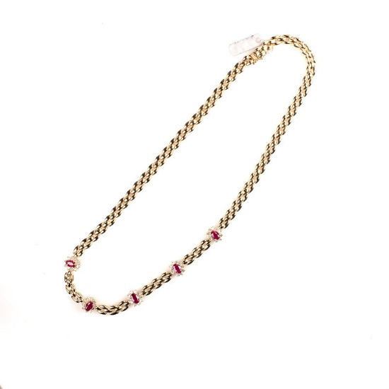 *Fine Jewelry 14 kt. Gold, New Custom Made, 1.20CT Diamond And 2.00CT Ruby, One Of a Kind Necklace