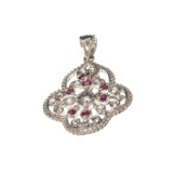 APP: 0.7k Fine Jewelry 0.83CT Round Cut Ruby And White Sapphire Sterling Silver Pendant