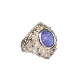 APP: 1.2k Fine Jewelry 4.31CT Oval Cut Tanzanite And Sterling Silver Ring