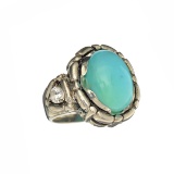APP: 1.1k Fine Jewelry 7.24CT Blue Turquoise And Sterling Silver Ring