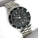 Varsales Men's Stainless Steel Silver and Black Watch