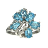 APP: 0.5k Fine Jewelry Designer Sebastian, 2.76CT Oval Cut Blue Topaz And Sterling Silver Ring