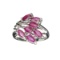APP: 1.4k Fine Jewelry Designer Sebastian, 1.80CT Marquise Cut Ruby And Sterling Silver Cluster Ring