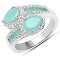 1.00CT Two Pear Shaped Emeralds and 0.83CT Seventy-Eight Topaz& Emeralds 925 Sterling Silver Ring