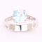 2.66CT One Round Cut Blue Topaz And 0.15CT Twelve Round White Topaz 925 Sterling Silver Ring