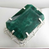 APP: 15.4k Fine Jewelry Designer Sebastian 374.77CT Emerald Cut Emerald and Sterling Silver Pendant