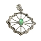 APP: 0.7k 0.15CT Marquise Cut Green Beryl Emerald And Platinum Over Sterling Silver Pendant