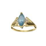 APP: 0.8k Fine Jewelry 10kt. Yellow/White Gold, 1.10CT Blue Topaz And Diamond Ring