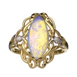 APP: 1.9k 14 kt. Yellow/White Gold, 1.56CT Opal And Diamond Ring