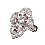 APP: 0.9k 0.80CT Pink & Clear Topaz and Sterling Silver Ring