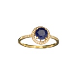 APP: 1.1k Fine Jewelry Designer Sebastian 14KT Gold, 1.27CT Round Cut Blue Sapphire And Diamond Ring