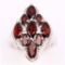4.00CT Nine Prong Set Almandite Cut Garnets And Round Cut White Topaz 925 Sterling Silver Ring
