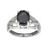 APP: 0.7k Fine Jewelry Designer Sebastian, 2.82CT Oval Cut Blue Sapphire And Sterling Silver Ring