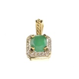 APP: 4.1k Fine Jewelry 14kt Yellow/White Gold 2.40CT Green Beryl Emerald And Diamond Pendant
