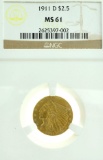 *1911-D $2.5 U.S. MS 61 NGC Indian Head Gold Coin