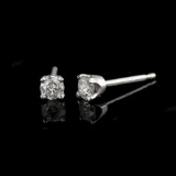 *Fine Jewelry 14 kt. White Gold, Custom Made 0.25CT Round Brilliant Cut Diamond Earrings