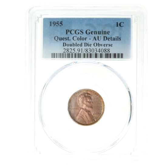 *1955 Lincoln Cent PCGS Genuine Quest AU Details Coin (JG)