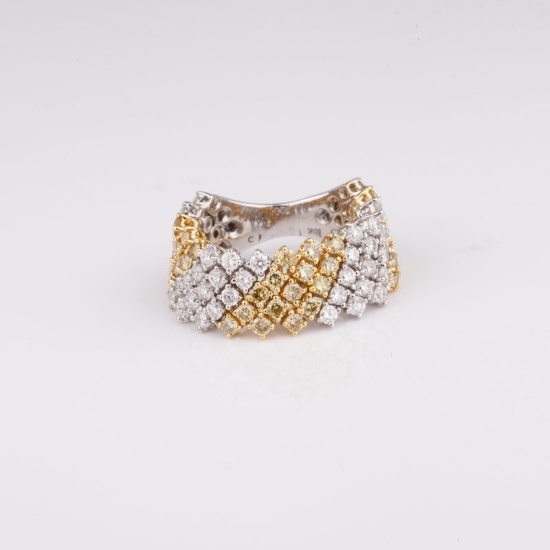 *Fine Jewelry Custom Made 18kt White/Yellow Gold And 3.35CT White/Yellow Diamond Flexible Ring