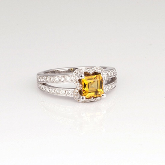 *14 kt. Gold, New Custom Made 1.00CT Yellow Sapphire And 0.45CT Diamond One Of a Kind Ring (FJ F109)