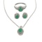 Fine Jewelry 2.23CT Emerald  / White Topaz And Sterling Silver Ring, Earrings & Pendant W Chain Set