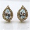 *Fine Jewelry 14K Gold, 2.13CT Aquamarine Pears And White Diamond Earrings (Q- E4869AQWD-14KY)