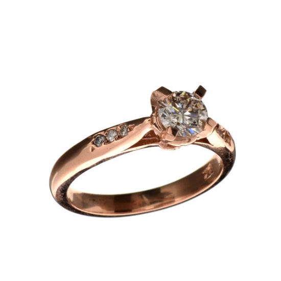 APP: 6.8k Fine Jewelry 14 kt. Rose Gold, 0.59CT Round Cut Diamond Ring