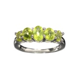 APP: 0.3k Fine Jewelry 1.49CT Oval Cut Green Peridot And Sterling Silver Ring