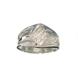 APP: 1k 0.07CT Round Cut Diamond and Platinum Over Sterling Silver Ring