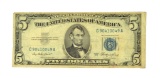 1953 $5 Blue Seal Silver Certificate
