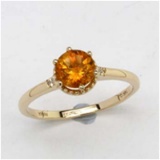 *Fine Jewelry 14K Gold, 2.03CT Madira Citrine Round And White Round Diamond Ring (Q-R18938MCWD-14KY)