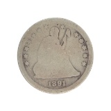 1891 Liberty Seated Quarter Dollar Coin