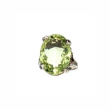APP: 0.9k Fine Jewelry Designer Sebastian 11.89CT Oval Cut Green Quartz and Sterling Silver Ring