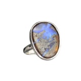 APP: 0.9k Fine Jewelry 9.50CT Free Form Blue Boulder Brown Opal And Sterling Silver Ring