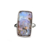 APP: 0.9k Fine Jewelry 13.00CT Free Form Boulder Brown Opal And Sterling Silver Ring