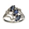 Rare Designer Sebastian Vintage, Blue And White Sapphire Sterling Silver Ring