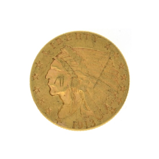 1913 $2.50 Indian Head Gold Coin