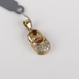 *Fine Jewelry 14KT Gold, 0.40CT Diamond And 0.15CT Sapphire Pendant (FJ F314)