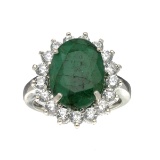 Fine Jewelry Designer Sebastian, Emerald And White Topaz Sterling Silver Ring