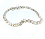 Custom Made Sterling Silver Opal Fancy French Cubic Zirconium Tennis Bracelet