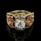 *1.00CT Old European Vintage Antique Diamond Ruby Ring Mid 1930's