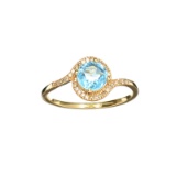 APP: 0.9k Fine Jewelry Designer Sebastian 14KT Gold, 1.27CT Round Cut Blue Topaz  And Diamond Ring