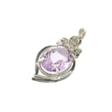 APP: 0.9k Fine Jewerly 9.20CT Oval Cut Amethyst And White Sapphire Sterling Silver Pendant